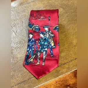 VTG Spencer & Lowe Mens Neck Tie Golf Autos Red Gold Blue 56"x3.75" Retro